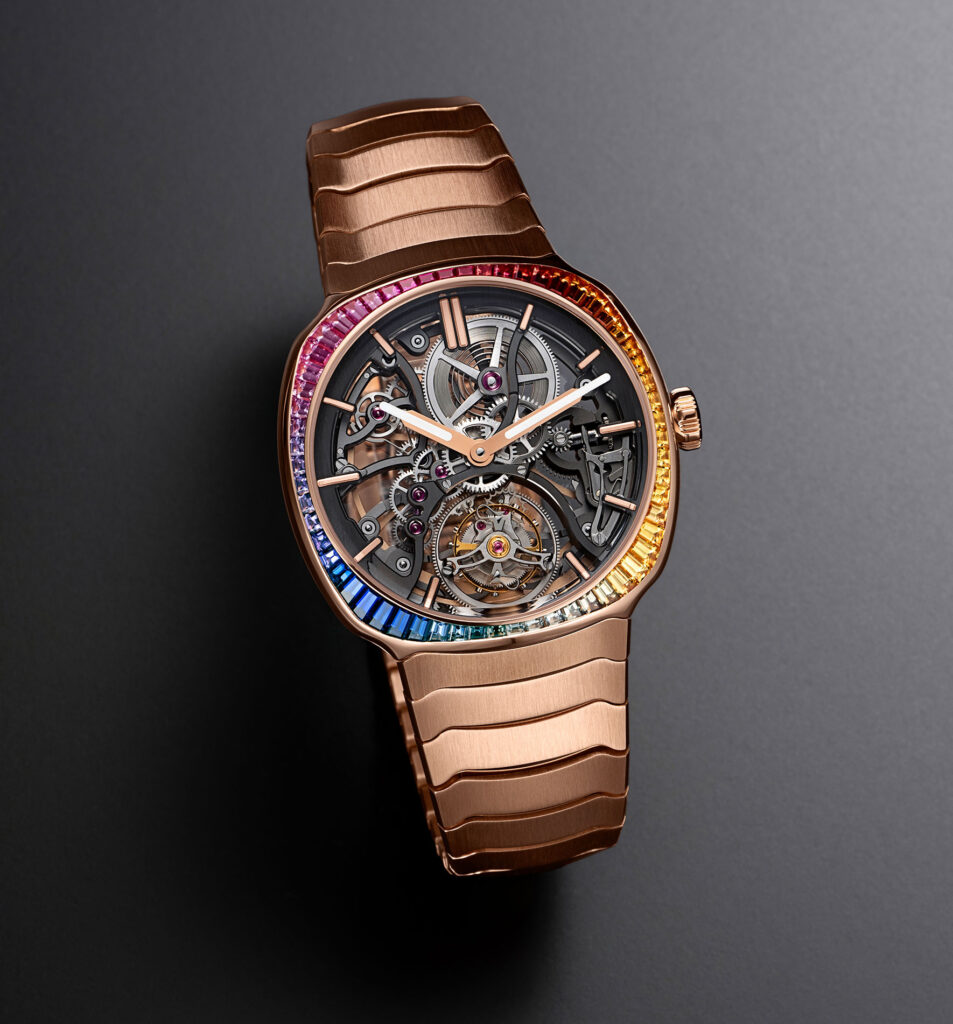Streamliner Tourbillon Skeleton Rainbow in 5N red gold - front view